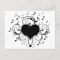 I love music notes heart black and white