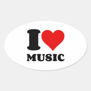 I love Music Oval Sticker