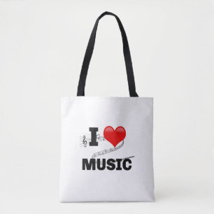 I Love Music, popular design Tote Bag