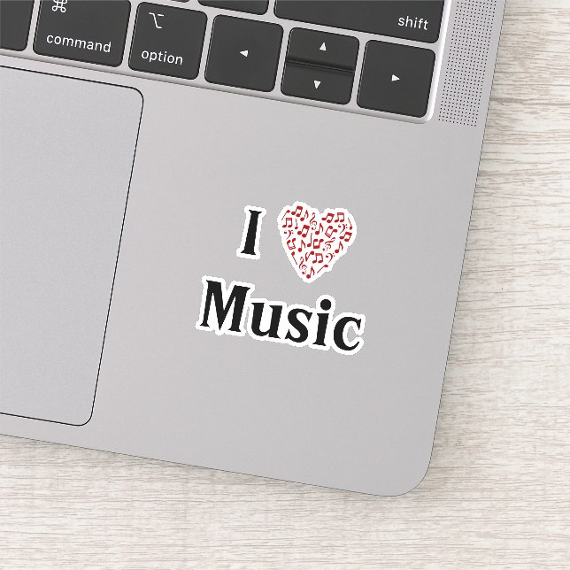 I Love Music Red Heart of Music Notes Vinyl (Detail)
