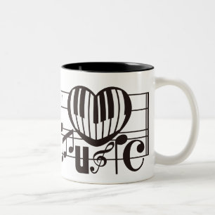 I LOVE MUSIC Two-Tone COFFEE MUG