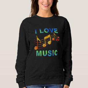 I Love Music Watercolor Eighth Notes Music Lover G Sweatshirt