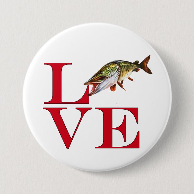 I Love Muskie 3 Inch Round Button (Front)