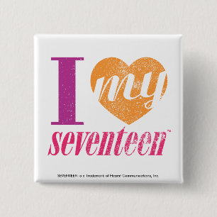 I Love My 17 Orange 2 Inch Square Button