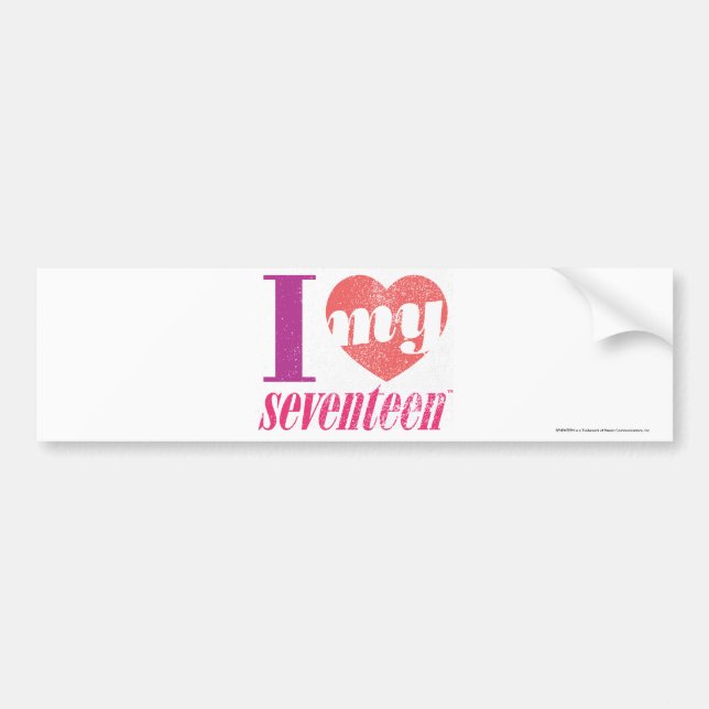 I Love My 17 Pink Bumper Sticker (Front)