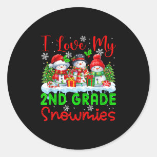 I Love My 2nd Grade Snowmies Christmas Teacher Stu Classic Round Sticker