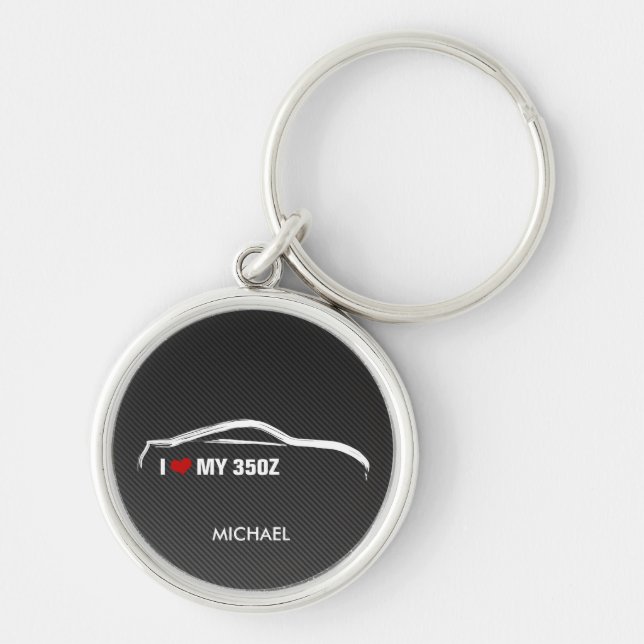 I Love my 350Z w/ faux Carbon fibre Keychain (Front)