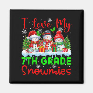 I Love My 7th Grade Snowmies Christmas Teacher Stu Magnet