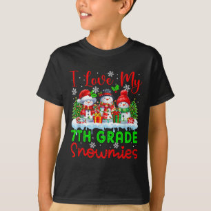 I Love My 7th Grade Snowmies Christmas Teacher Stu T-Shirt