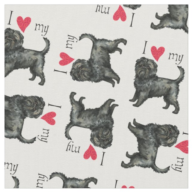 I Love my Affenpinscher Fabric (Close Up)