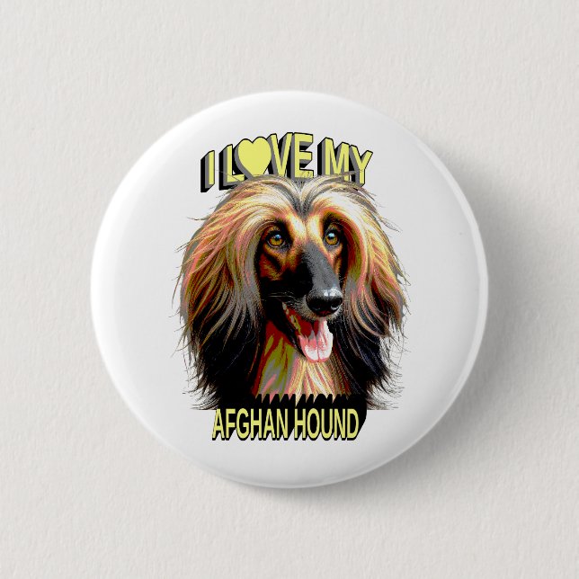 I Love My Afghan Hound – Elegant Dog Lover Design 2 Inch Round Button (Front)