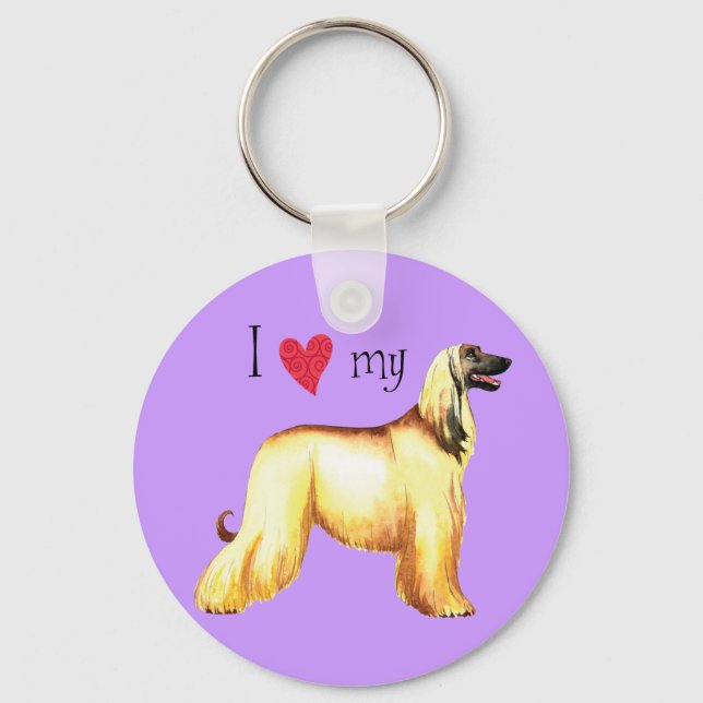 I Love my Afghan Hound Keychain (Front)