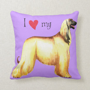 I Love my Afghan Hound Throw Pillow