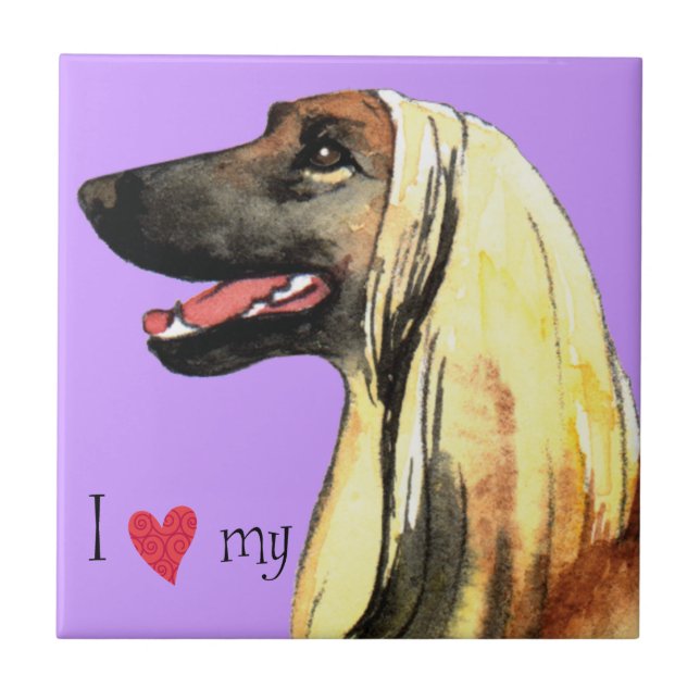 I Love my Afghan Hound Tile (Front)