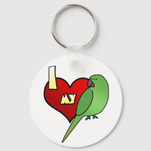 I Love my African Ringneck Parakeet Keychain