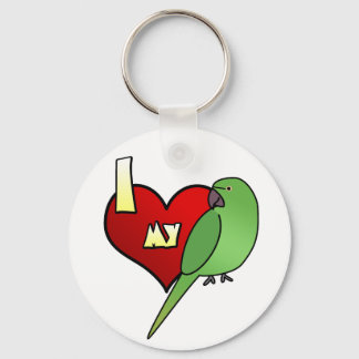 I Love my African Ringneck Parakeet Keychain