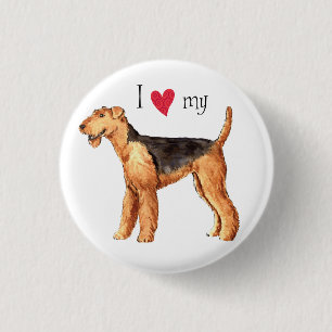 I Love my Airedale 1 Inch Round Button