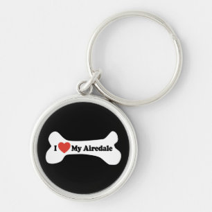 I Love My Airedale - Dog Bone Keychain