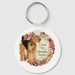 I Love My Airedale Keychain