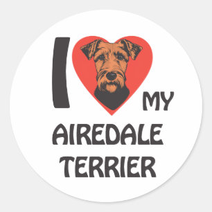 I Love My Airedale Terrier Cute & Proud Dog Lover Classic Round Sticker
