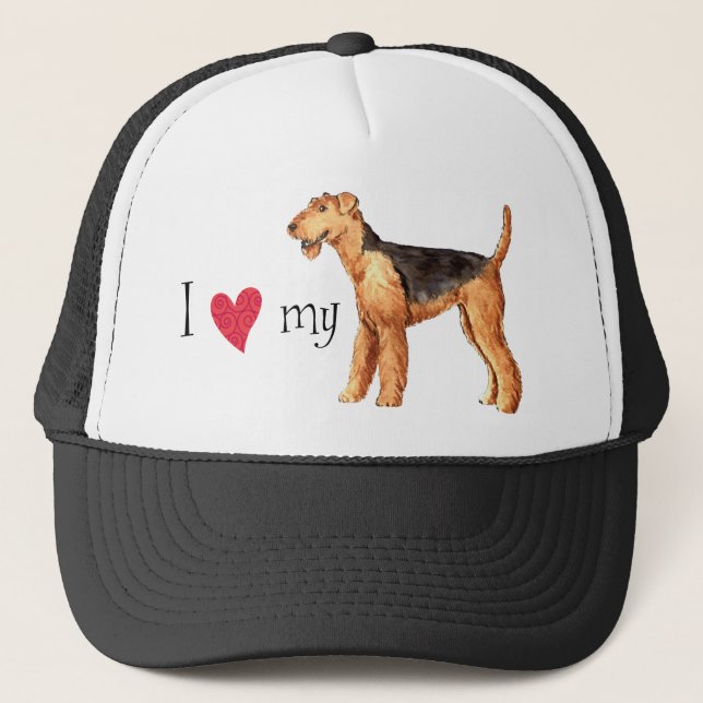 I Love my Airedale Trucker Hat (Front)