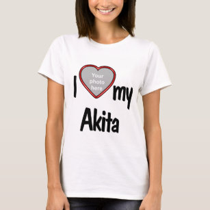 I Love My Akita Cute Fun Red Heart Photo Frame T-Shirt