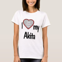 I Love My Akita Cute Fun Red Heart Photo Frame