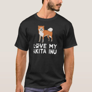 I Love My Akita Inu - Dog Illustration T-Shirt