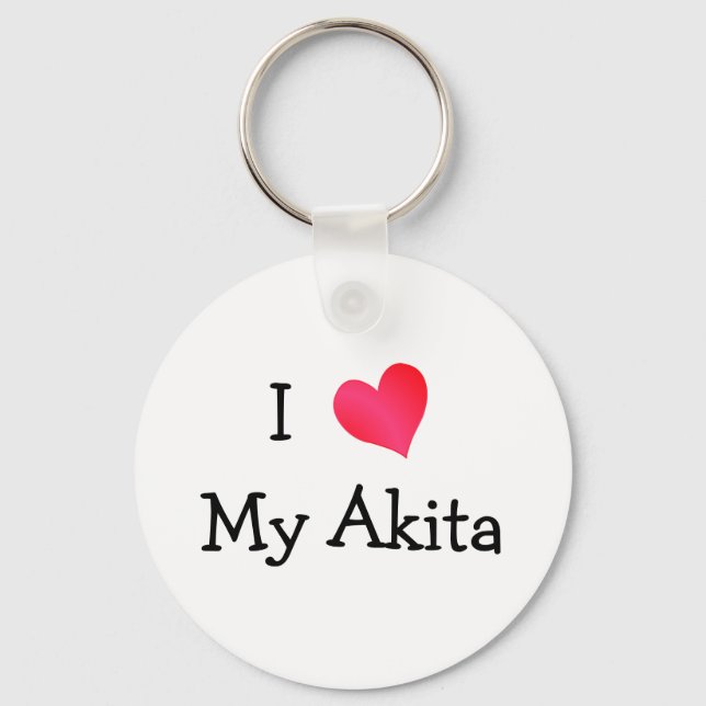 I Love My Akita Keychain (Front)
