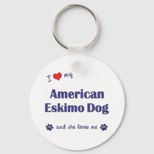 I Love My American Eskimo Dog (Female Dog) Keychain