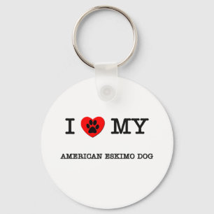 I LOVE MY AMERICAN ESKIMO DOG KEYCHAIN