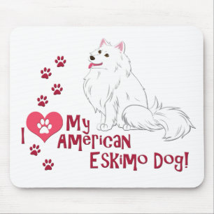 I Love My American Eskimo Dog! Mouse Pad