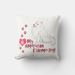 I Love My American Eskimo Dog! Throw Pillow