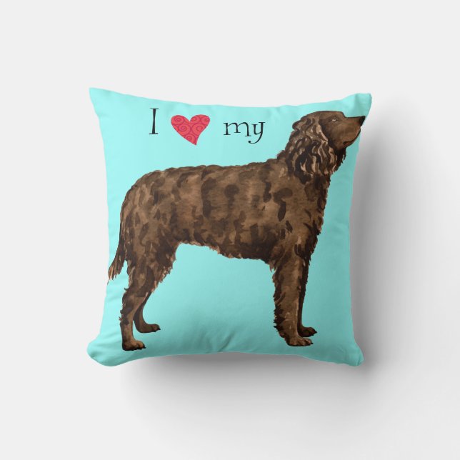 I Love my American Water Spaniel Throw Pillow (Front)