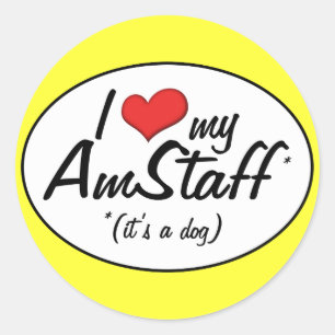 I Love My AmStaff (It's a Dog) Classic Round Sticker