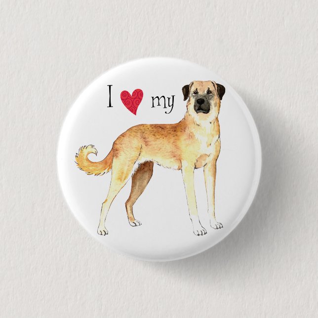 I Love my Anatolian Shepherd 1 Inch Round Button (Front)