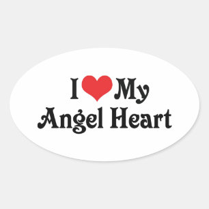 I Love My Angel Heart Oval Sticker