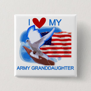 I Love My Army Granddaughter Tshirts and Gifts 2 Inch Square Button