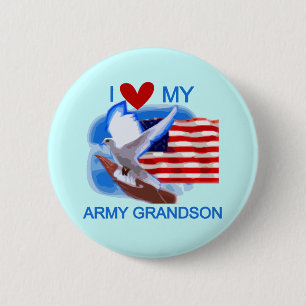 I Love My Army Grandson Tshirts and Gifts 2 Inch Round Button