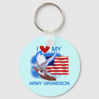 I Love My Army Grandson Tshirts and Gifts Keychain