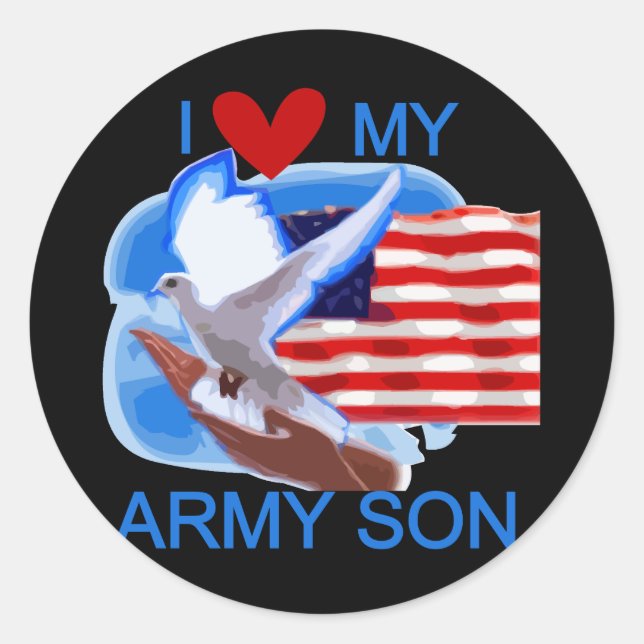 I Love My Army Son Tshirts and Gifts Classic Round Sticker (Front)
