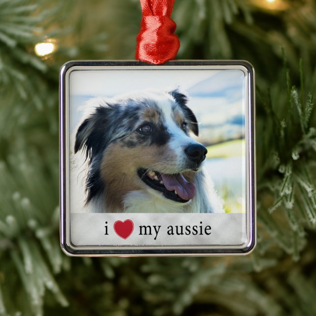I love my Aussie Australian Shepherd Christmas Metal Ornament (Tree)