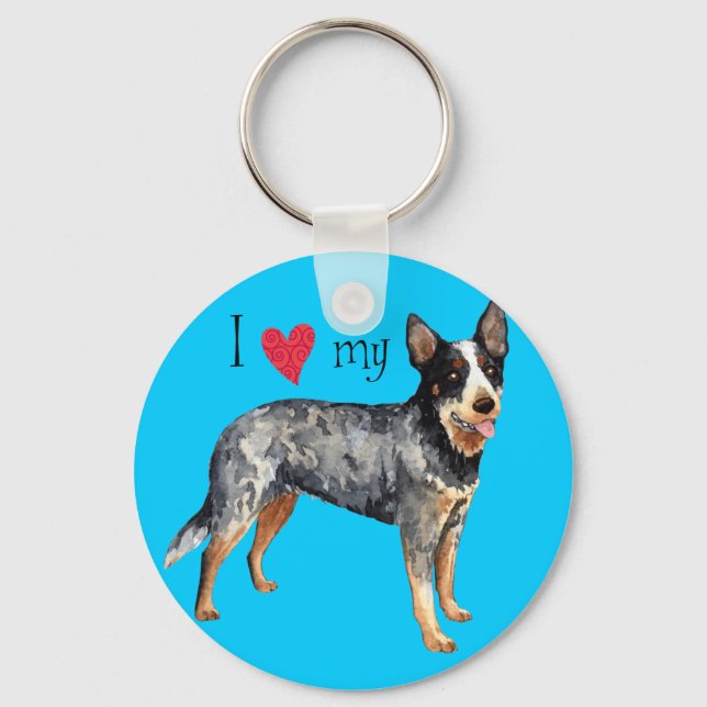I Love my Australian Cattle Dog Keychain (Front)