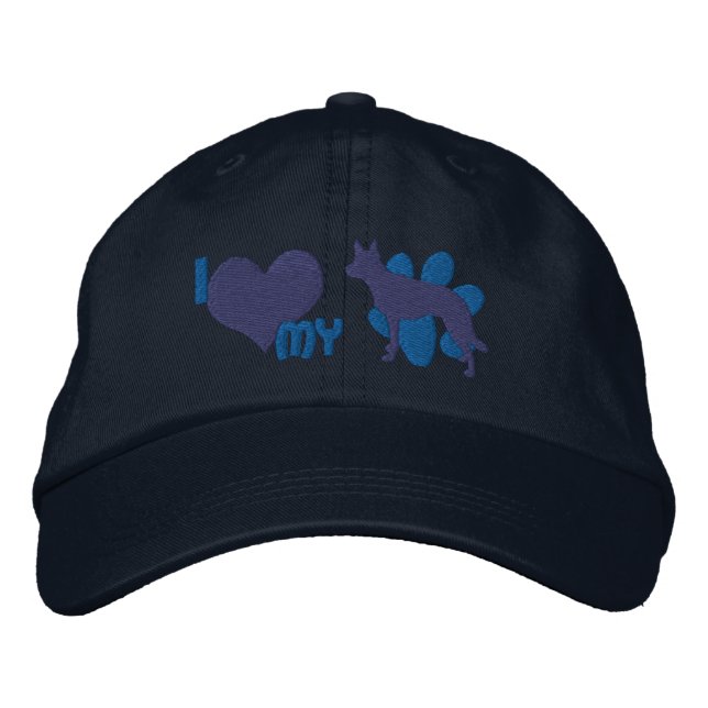 I Love my Australian Kelpie Embroidered Hat (Front)
