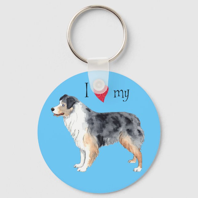 I Love my Australian Shepherd Keychain (Front)