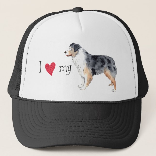 I Love my Australian Shepherd Trucker Hat (Front)