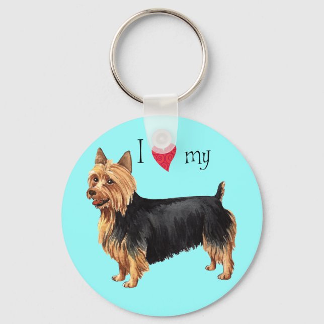 I Love my Australian Terrier Keychain (Front)