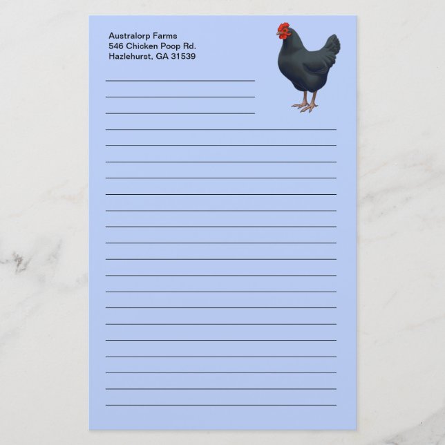 I Love My Australorp Chicken Stationery (Front)