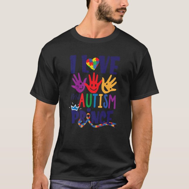 I Love My Autism Prince Autism Mom T-Shirt (Front)