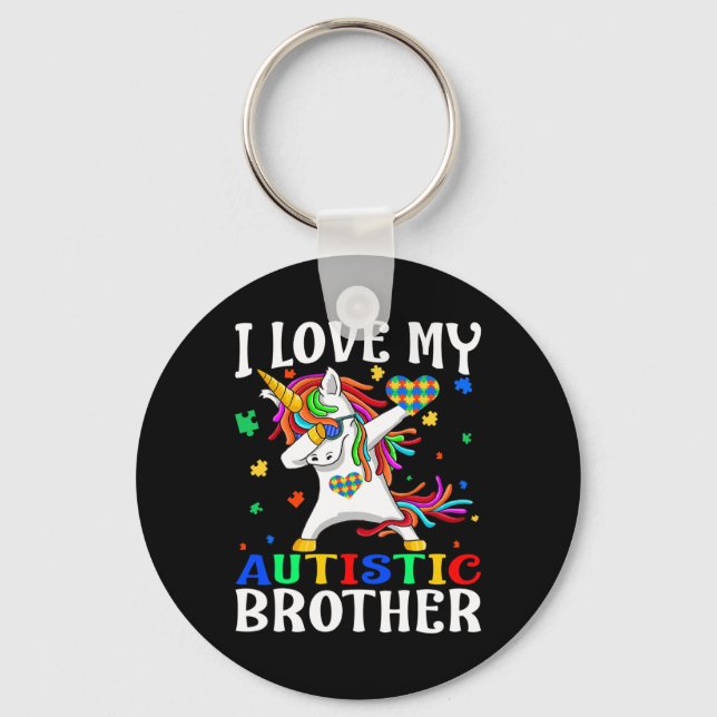 I Love My Autistic Brother Autism Awareness Day Un Keychain (Front)